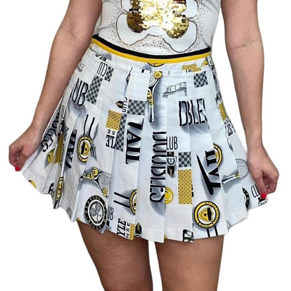 White Printed Tennis Skirt 90s